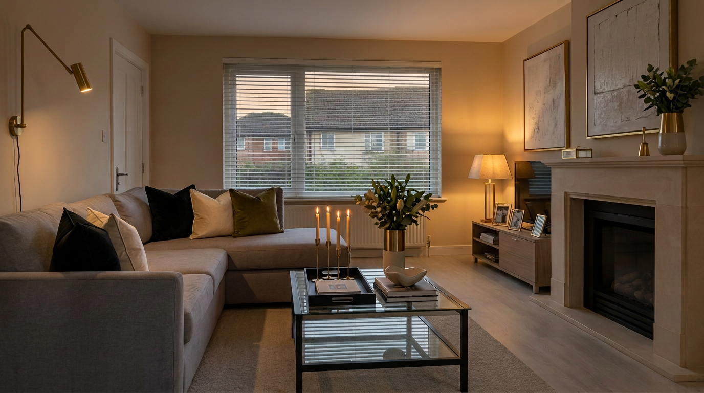 De woonkamer met hotel-chique accessoires